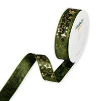 Band 25 mm 25 m/r stars grön med tråd