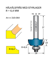 Hålkälsfräs R=6.4 L=10 D=26 SL=37 S=8