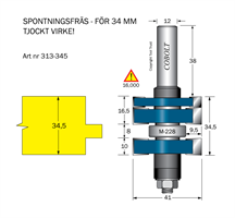 Spontfräs L1=8 L2=34.5 F=9.5 D=41 S=12