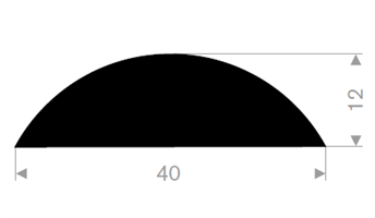 D-profil 40x12 mm sort TPE - 40 meter