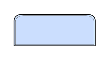 Frontplate 900x350x6 mm klart glass m/fasett