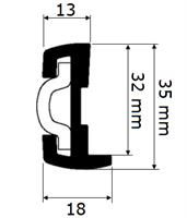 Fenderlist 32/35 mm sort PVC - Løpemeter