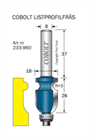 Listprofilfräs D=18 L=26 R=3 S=8