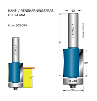 Kantfräs D=24 L=32 TL=74 S=12