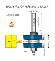 Spontfräs L1=5 L2=25 F=9.5 D=41 S=8