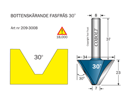 Fasfräs 30° L=23 D1=34 D2=7 S=8