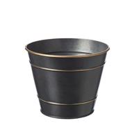 Plåtkruka svart m guldkant D15cm