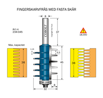 Fingerskarvfräs L=45 D=32 S=8