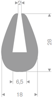 U-profil 6,5/18x28 mm grå TPE - Løpemeter