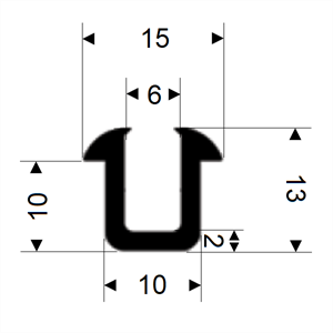 U-profil 6/10x13 mm sort - Løpemeter