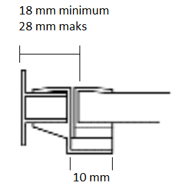 Magnetlist m/veggprofil 180 gr. for 4-6 mm glass