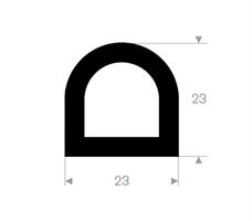 D-profil 23x23 mm sort TPE - 25 meter