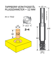 Tappborr D=12 TL=140 S=13