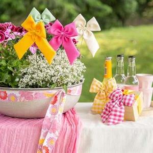 Rosett på pinne gul 12x16cm 4/fp