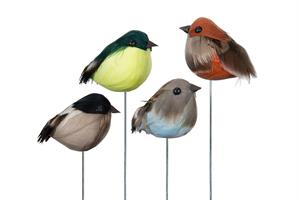 Fåglar rund färg mix på tråd 24/fp