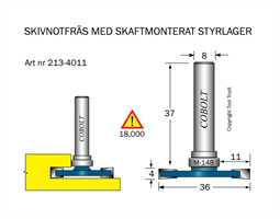 Skivnotfräs L=4 F=11 D=36 S=8