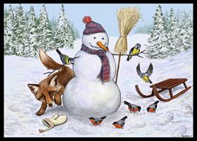 Snögubbe,  100x70 cm (poster)