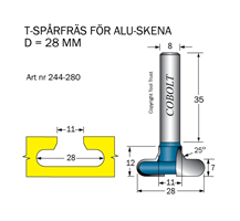 T-Spårfräs D1=28 D2=11 R=3.5 L=12 S=8