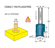 HM Pluggfräs D1=12 D2=19 S=8