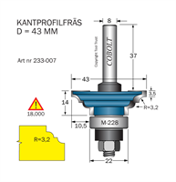 Kantprofilfräs R=3.2 D=43 L=14 F=10.5