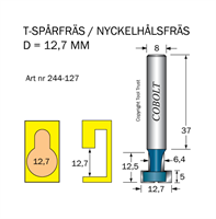 T-Spårfräs D1=12.7 D2=6.4 L=12.5 S=8