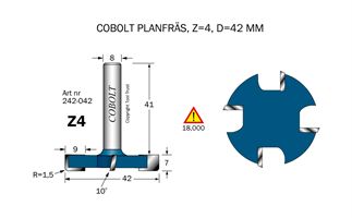 Planfräs Z=4 D=42 R=1.5