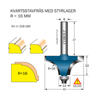 Kvartsstavfräs R=16 D=45 L=22 S=8