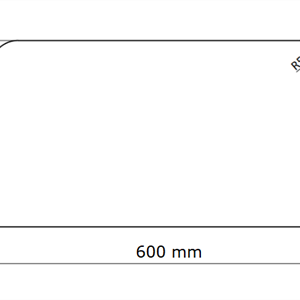 Frontplate 600x350x6 mm klart glass m/fasett