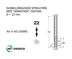 Spiralfräs D=12 L=28 TL=76 S=12