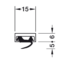 Lukeprofil 13x13 mm sort EPDM - 2500 mm