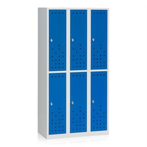 Klädskåp 6 delad dörr 900 mm Blå/Grå
