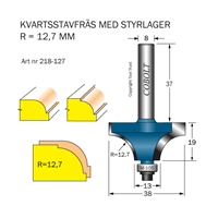 Kvartsstavfräs R=12.7 D=38 L=19 S=8