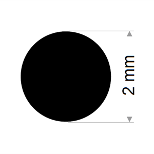 Rundsnor 2 mm EPDM sort - 200 meter