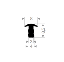 T-profil 8x8,5 mm sort EPDM - Løpemeter