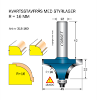 Kvartsstavfräs R=16 D=45 L=22 S=12