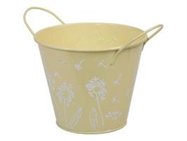 Plåtkruka gul m. öron D13cm
