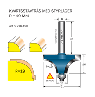 Kvartsstavfräs R=19 D=51 L=25 S=8