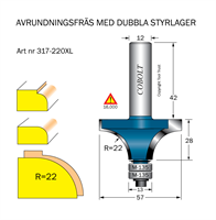 Avrundningsfräs R=22 D=57 L=28 S=12