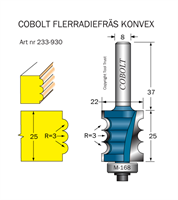 Pärlprofilfräs R=3 D=22 L=25