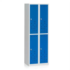 Klädskåp 4 delad dörr 600 mm Blå/Grå