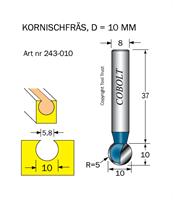 Kornischfräs R=5 D=10 L=10 S=8