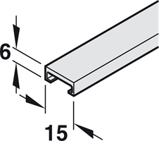 Alu list 15 mm x 240 cm for dør-/lukeprofiler