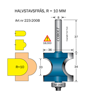 Halvstavfräs R=10 L1=20 L2=34 D=36 S=8