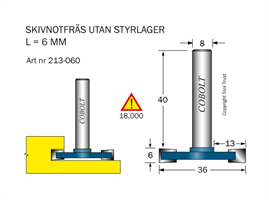 Skivnotfräs L=6 D=36 S=8