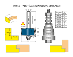 Falsfrässats L=15 + 7 st kullager