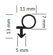 Silikonlist T-fot 7,0 mm Hvit - Løpemeter