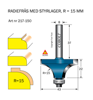 Avrundningsfräs R=15 D=43 L=22 S=8