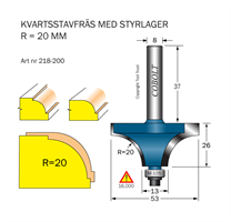 Kvartsstavfräs R=20 D=53 L=26 S=8