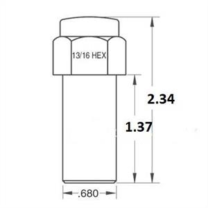 Hjulmutter MAG 1/2-20 Höger 35mm 1,325" Shank
