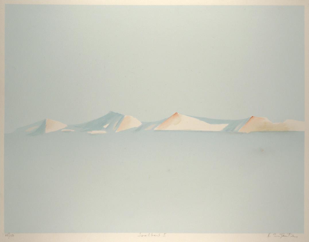 "Svalbard II", håndkolorert silketrykk, 49,5 x 65 cm.